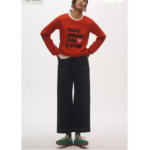 Anthropologie The Colette Cropped Wide-Leg Pants Ponte Contrast Edition 27